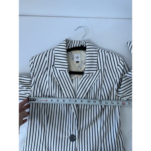 CAbi Jacket Womens 4 White Navy Pinstripe Striped Bell Sleeve Blazer Style 5295 - Picture 7 of 10
